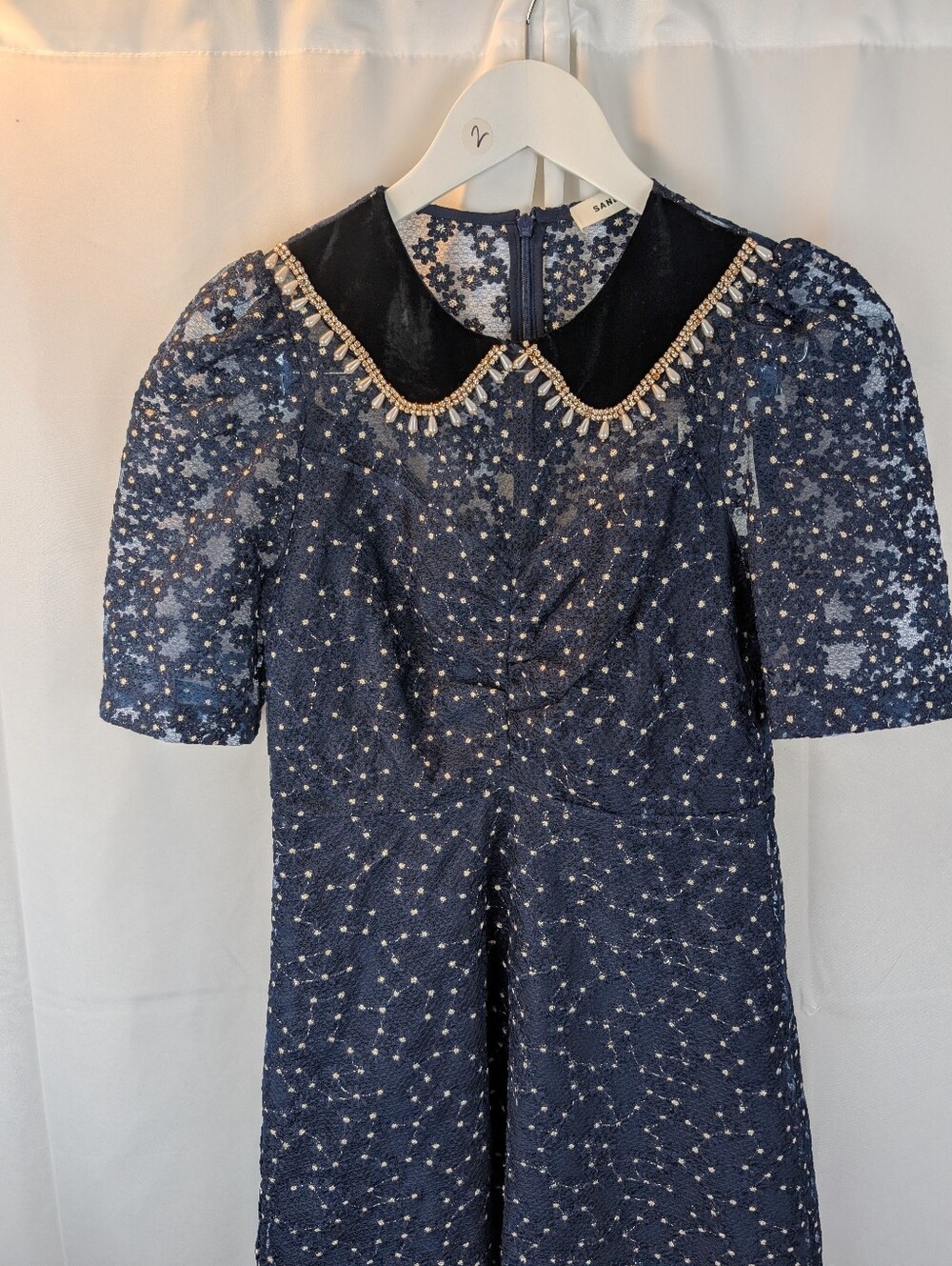 SANDRO Short Dress With Peter Pan Collar size 4(36) BNWT - Picture 6 of 16